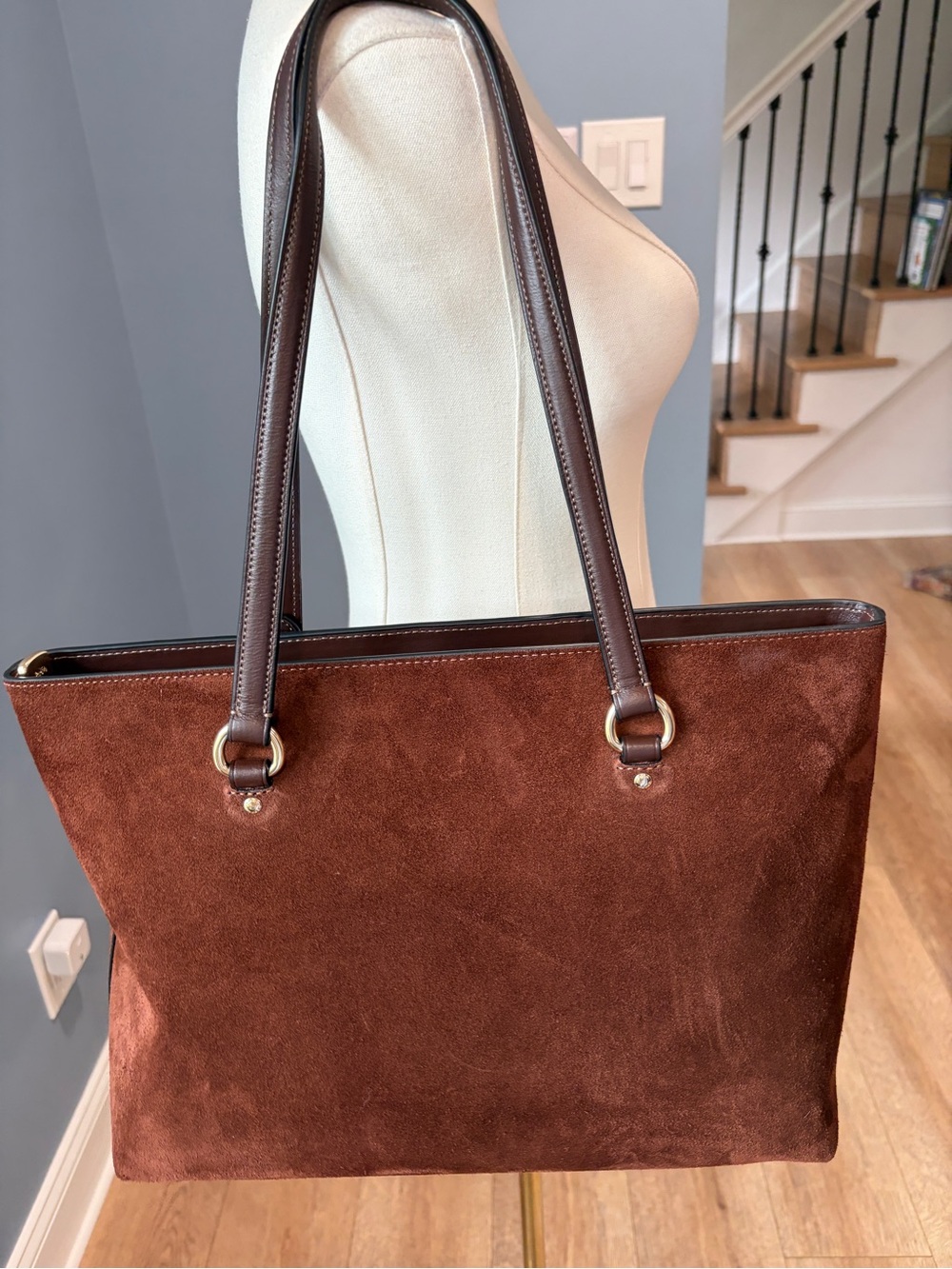 Coach Station Tote Bag Vintage Brown Suede Leather Large Shoulder Bag NWOT - Picture 5 of 10